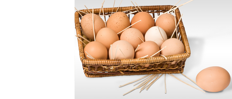 cestino con uova di gallina